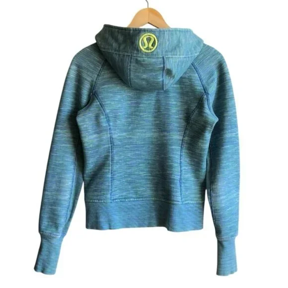 Lululemon Scuba Hoodie Size 6 Green Yellow Blue Stripes - Picture 5 of 11